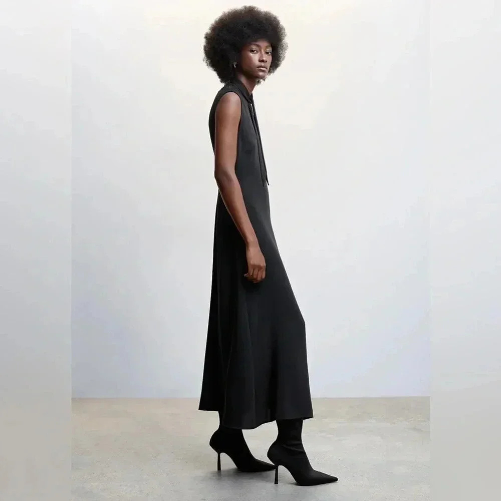 Mango Bow Dress Black NWT - Picture 6 of 9